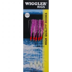 Wiggler Flasher Rig with 5 pcs size #3/0 hook red