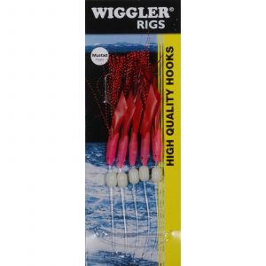 Wiggler Temter Rig med 5 st stl. #3/0 krokar röd 1-pack