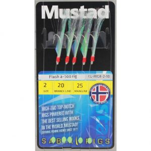 Mustad Flash a Boo Rig med 5 st stl. #2 krokar multi/röd 1-pack