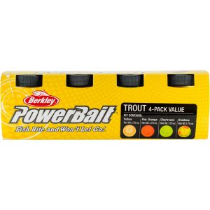 Berkley PowerBait Trout Bait Assortment [4 x 50 g] chartreuse, rainbow, fluorescent orange & yellow