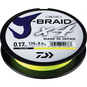 Daiwa J-Braid X4 flätlina gul 50 lb/22.4 kg 0.330 mm x 135 m