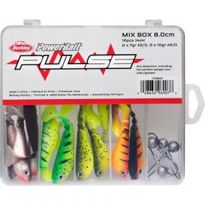 Berkley Pulse Shad Box 8 cm jiggar + jiggskallar 16+4-pack