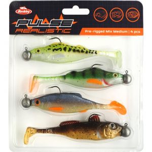 Berkley Pulse Realistic Mix pre-rigged jig kit medium 4+4-pack