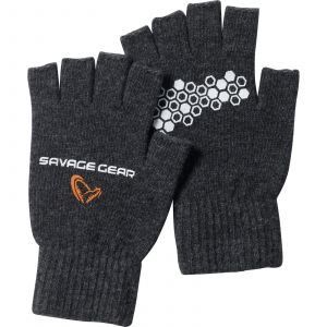 Savage Gear Knitted kortfingerhandskar mörkgrå medium