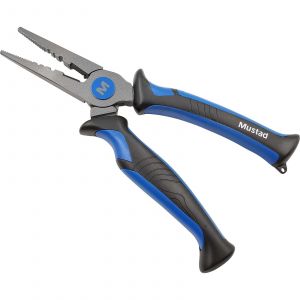 Mustad Hero fishing pliers 18 cm black/blue