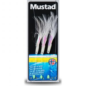 Mustad Luminous Hokkai Trace Rig med 3 st stl. #3/0 krokar white pink 1-pack
