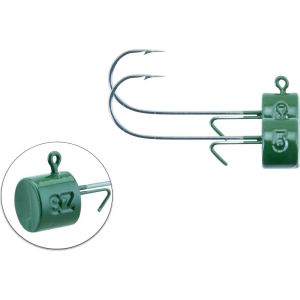 Svartzonker Ned Bismuth jiggskalle 5 g med 1/0 krok dark green 2-pack