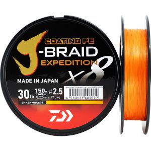 Daiwa J-Braid Expedition X8 flätlina smash orange 0.130 mm x 150 m