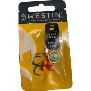 Westin P&T tungstensviktad [0.7 g] enkelkrok stl. #4 för mjukbeten uv orange 5-pack
