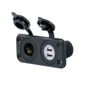 Marinco Sealink Twist-lock 12V cigg-uttag + 2 x USB-uttag svart