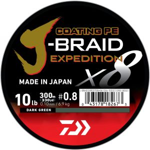 Daiwa J-Braid Expedition X8 flätlina dark green 0.130 mm x 300 m
