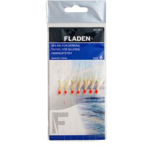 Fladen Sabiki häckla med 7 st stl. #6 krokar glitter vit/rött huvud 1-pack