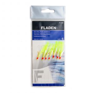 Fladen Sabiki häckla med 7 st stl. #6 krokar gul & grön/rött huvud 1-pack
