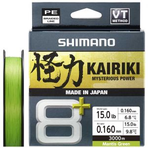 Shimano Kairiki 8 flätlina mantis green 0.160 mm x 3000 m