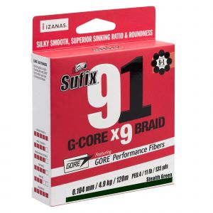 Sufix 91 flätlina lo-vis green 0.128 mm x 150 m