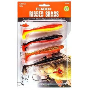 Fladen Ribbed Shad kit 12 cm [12 g skalle] red/gold/black 2+4-pack