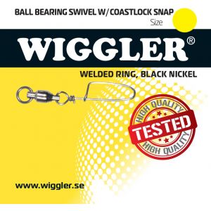 Wiggler Coastlock beteslås med kullagerlekande med lödd ring 9 kg stl. 0 svart 2-pack
