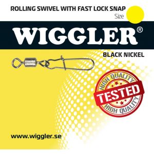 Wiggler Fast lock beteslås med Rolling lekande 9 kg stl. 12 svart 8-pack