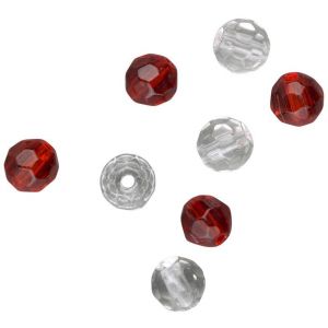 SPRO fasettformade glaspärlor röd/vit