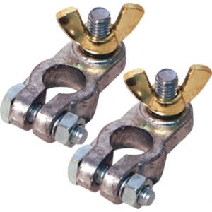 Watersnake battery clamp in lead with brass wing nut 2-pack