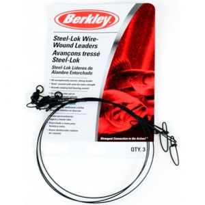 Berkley McMahon steel leader with Cross-Lok snap/swivel black 3-pack