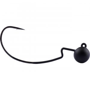 Darts Round jig head in tungsten with offset hook black 2-pack