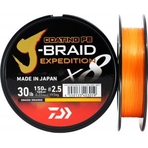 Daiwa J-Braid Expedition X8 flätlina smash orange 150 m