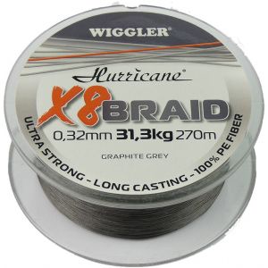 Hurricane X8 Braid flätlina grå 0.180 mm x 270 m