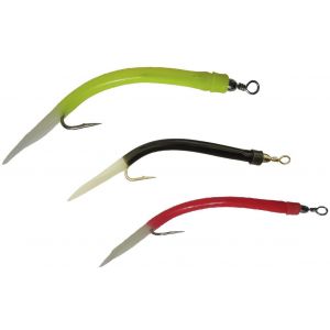 Wiggler Gummi Makk Riggad med #8/0 krok mix 3-pack