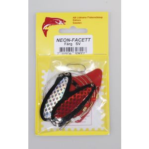 Lidmans Fiskeredskap Neon-Facett svart/silver/röd (SV) 1-pack