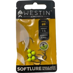 Westin P&T tungstensviktad [1 g] enkelkrok för mjukbeten uv yellow 5-pack