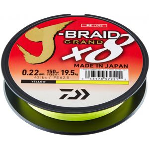 Daiwa J-Braid Grand X8 flätlina gul 19 lb/8.1 kg 0.130 mm x 135 m