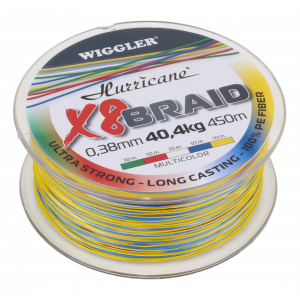 Hurricane X8 Braid flätlina flerfärgad 0.380 mm x 450 m