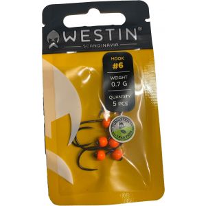 Westin Tungsten Weighted [0.7 g] Single Hook for Soft Baits UV Orange 5-Pack