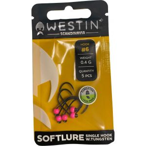 Westin Tungsten Weighted [0.4 g] Single Hook for Soft Baits UV Pink 5-Pack