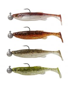 Savage Gear Fat Minnow T-Tail RTF 13 cm [20 g] + 12.5 g jiggskalle med 5/0 krok 4+4-pack