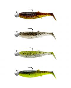 Savage Gear Cannibal Shad 8 cm [5 g] + jiggskalle 7.5 g med 2/0 krok 4+4-pack