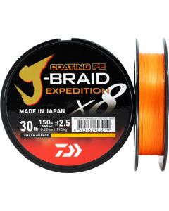 Daiwa J-Braid Expedition X8 flätlina smash orange 150 m